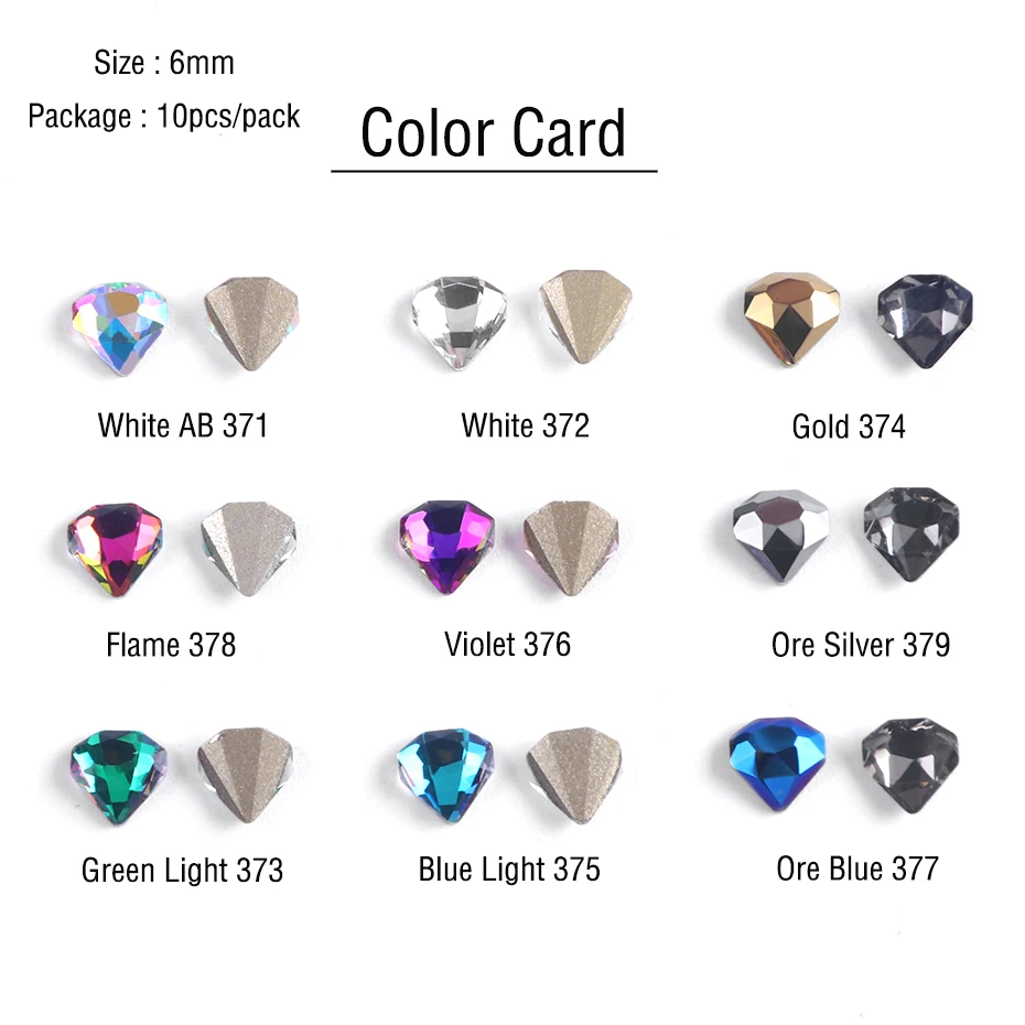 10pcs Crystal AB Flatback Diamond 6mm Nail Rhinestones 3D Strass Nail Art Glitter Gems Stones Charm Jewelry Manicure Decor LA792