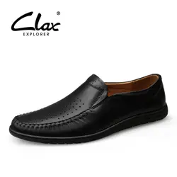 CLAX мужские летние Мокасины с дырочками, дышащие мужские туфли, мужские Кожаные слипоны, мягкие лоферы из натуральной кожи