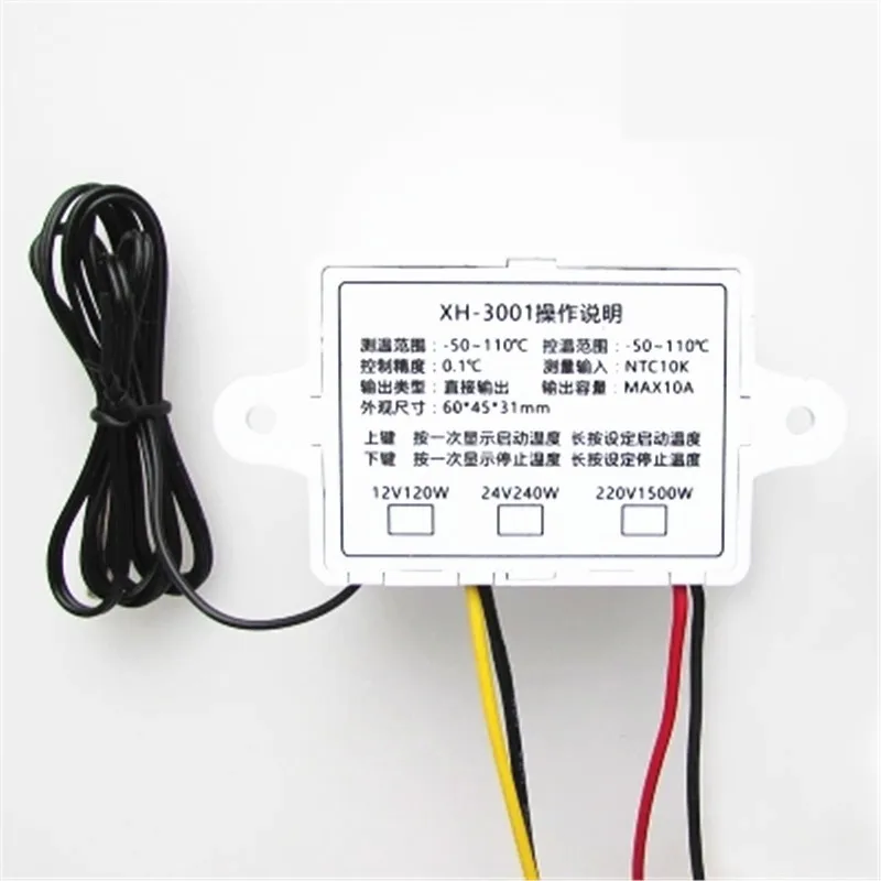 Цифровой светодиодный контроллер температуры термометр термо контроллер переключатель зонд XH-W3001 W3001 220 В/12 В/24 В