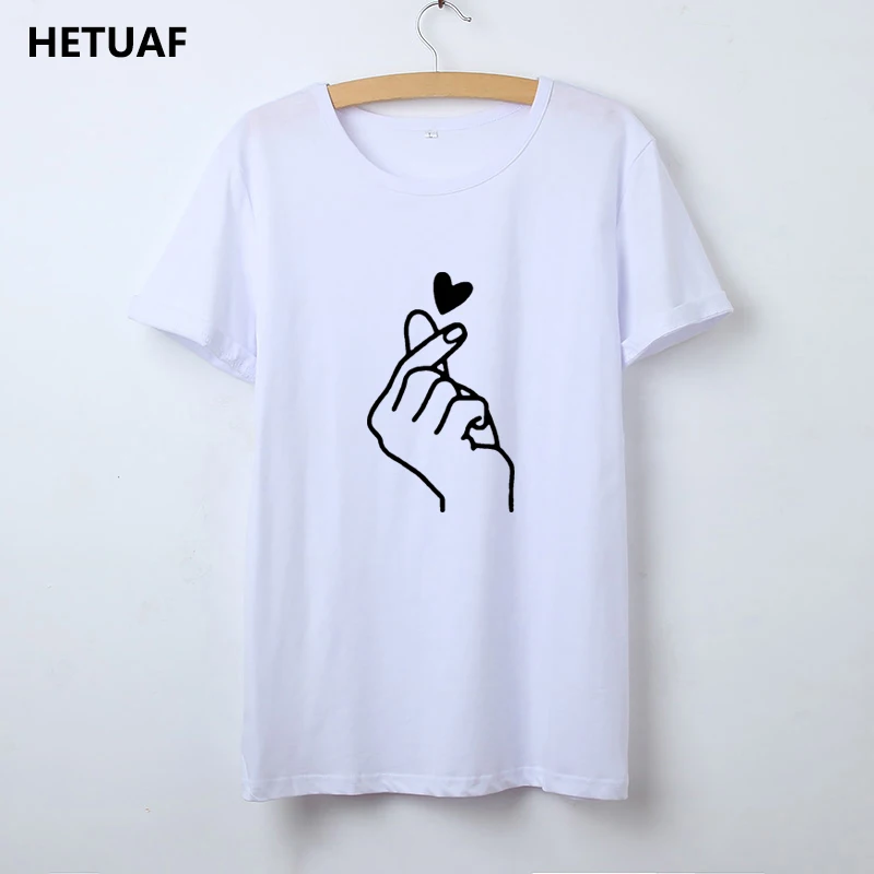 HETUAF camiseta de moda las mujeres gesto de amor gráfico Camisetas mujeres camiseta dedo corazón verano Mujer coreano Camisetas Mujer HETUAF camiseta de moda las mujeres gesto de amor gráfico Camisetas mujeres camiseta dedo corazón verano Mujer coreano Camisetas Mujer