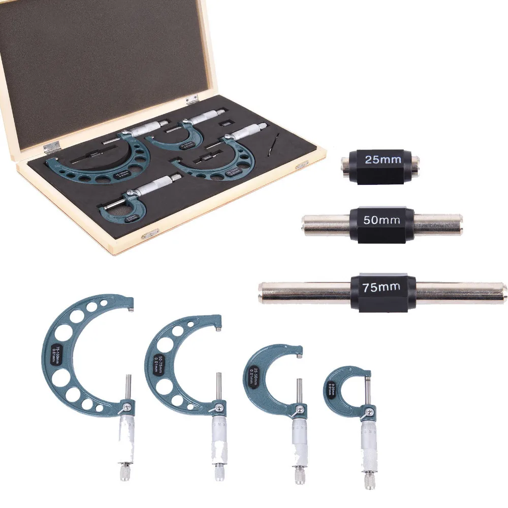 

(Shipping From EU ) 4 PCS Outside Micrometer Mic Set 0-4/0.0001" Precision Machinist Tool Carbide Tip