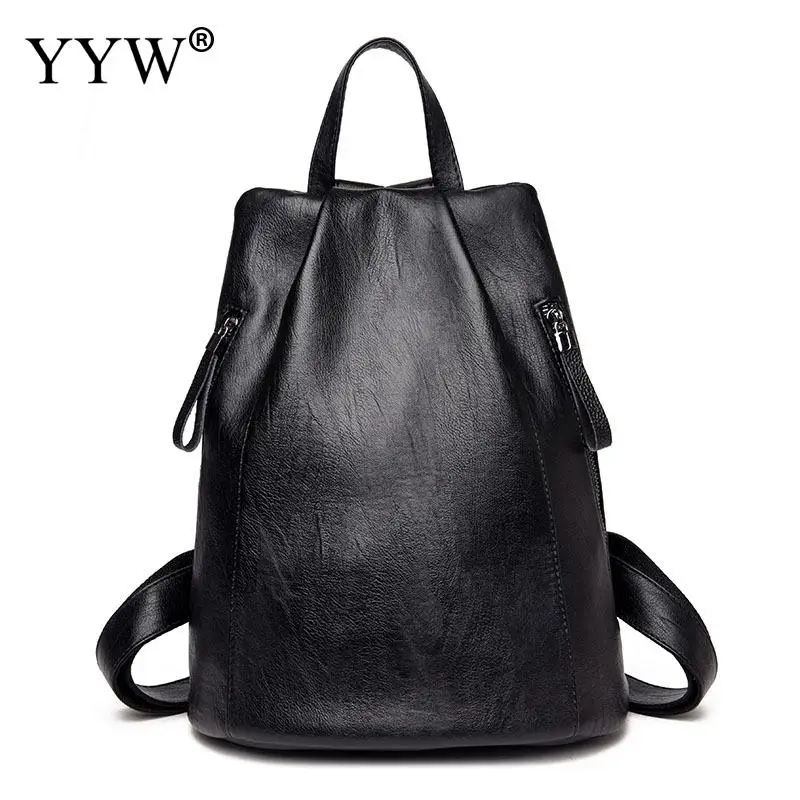 Модный женский рюкзак, женские кожаные рюкзаки для девочек, Подростковая школьная сумка, Большой Вместительный рюкзак, женская сумка через плечо - Цвет: black