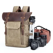 Батик Холст Водонепроницаемый фотографии сумка Открытый износостойкий большой камеры Фото Рюкзак Мужчины для Nikon/Canon/sony/Fujifilm