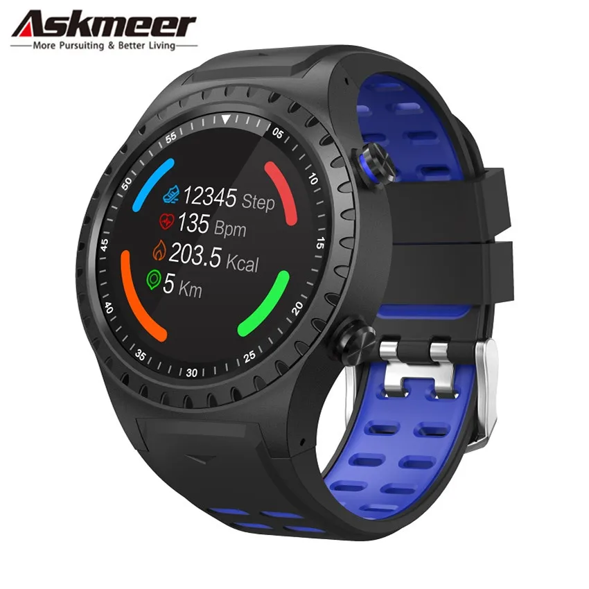 ASKMEER M1, gps, умные часы, мужские, водонепроницаемые, Bluetooth, циферблат, вызов, пульсометр, мульти, спортивные, умные часы для Apple, huawei, Xiaomi - Цвет: Blue