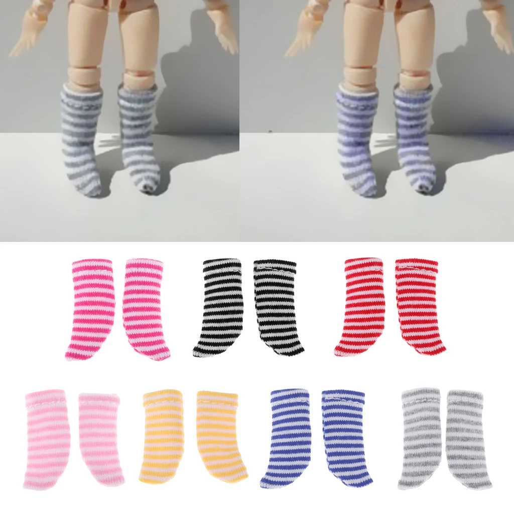 

7 Colors Stylish Striped Socks Outfit for OB11 Obitsu11 Mini Blythe 1/12 BJD Dolls Clothes Accessories