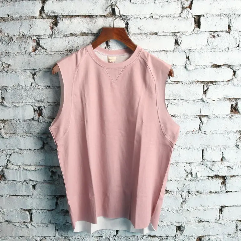 

2018 Summer Japan And South Korea Asymmetrical Loose Large Yard Cotton Men Women Lovers Sleeveless T-shirt Vest Bottoming Shirt