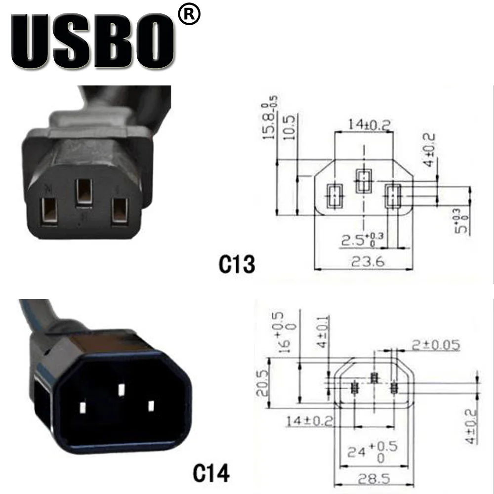 Черный 0 5 м пвх медь CE сертифицированный IEC320 C13 до C14 Удлинительный Шнур Мужской и