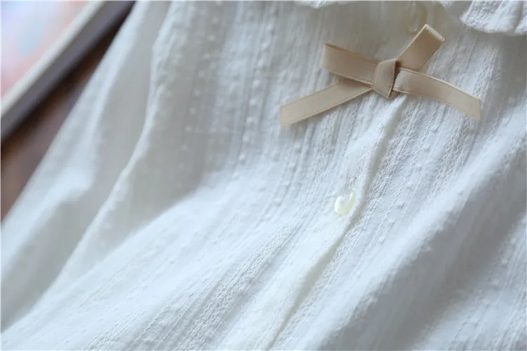Белые детские хлопковые блузки с отложным воротником Милая рубашка для девочек изящная нижняя одежда с кружевным краем для девочек, рубашка для студентов, одежда для девочек