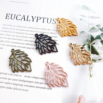 

DIY accessories metal rubber paint leaves fresh temperament autumn handmade earrings jewelry pendants 8 pieces