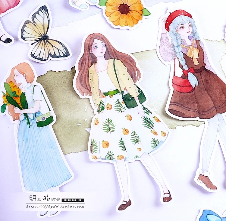 

18pcs Creative Cute Self-made Girl living in the third seasonScrapbooking Stickers /Decorative Sticker /DIY Craft Photo Albums