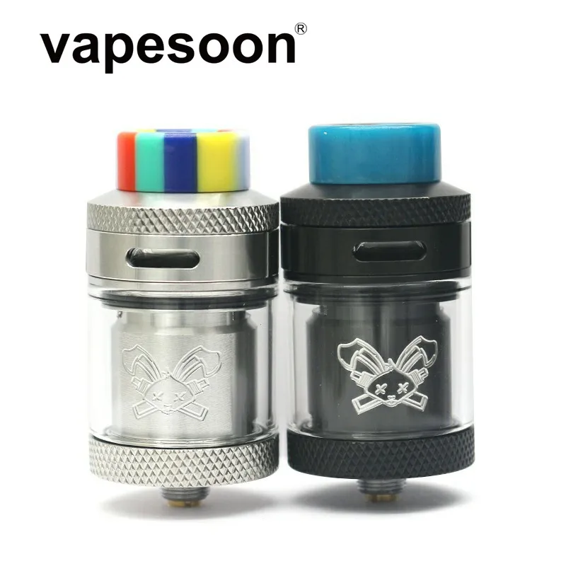 VapeSoon новейший распылитель Dead Rabbit 25 мм RTA 2 мл/4,5 мл с капельным наконечником из смолы одинарный/с двойной катушкой перестраиваемый Vape испаритель черный и серебристый