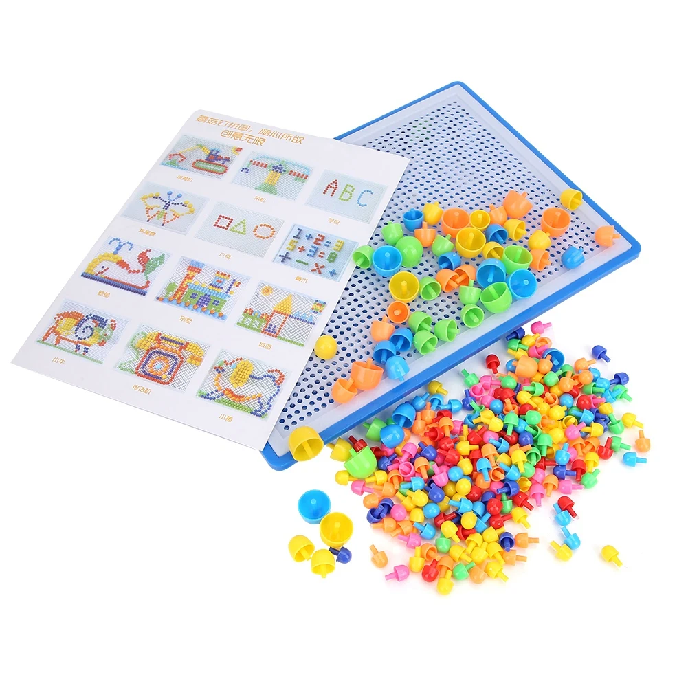 Волшебные Детские пазлы, игрушки, красочные головоломки, доска для детей, грибной гвоздь, сделай сам, доска для раннего обучения, игрушки-головоломки - Цвет: Синий