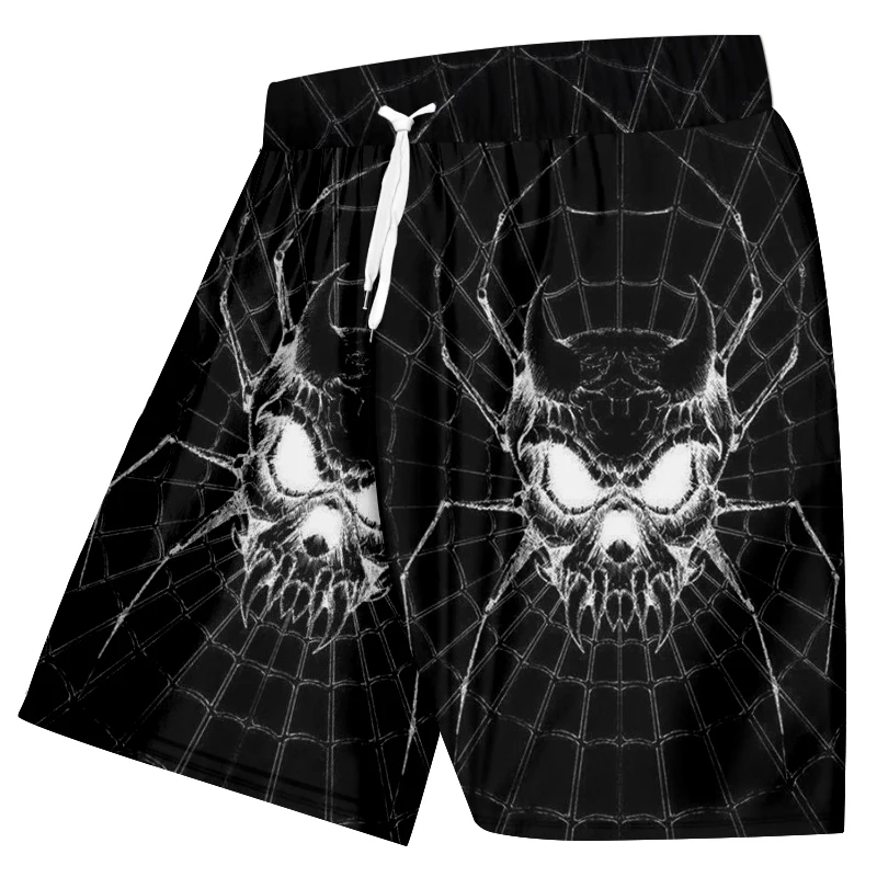 Ogкб мужские хип-хоп Высокая талия до колена боксеры и брюки новые летние мужские крутые принты паук череп 3d пляжные шорты верхняя одежда