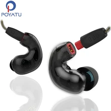 POYATU двойной Динамический драйвер профессиональные в ухо спортивные наушники 3,5 мм Hi-Fi стереонаушники наушники собственного производства со съемным кабелем