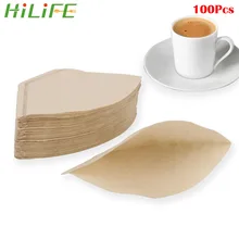 HILIFE ручной капельный бумажный фильтр для кофе сеточка для заваривания зеленого чая кофе эспрессо пакеты фильтров 100 шт./пакет деревянный чайный пакетик фильтр
