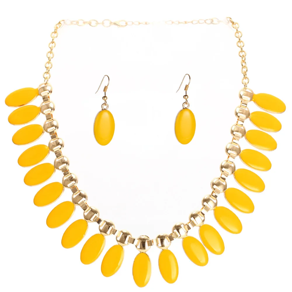 

All Match Women Jewelry Sets Necklace Earrings Enamel Waterdrop African Maxi Statement Wedding Party Banquet Dress Accessories