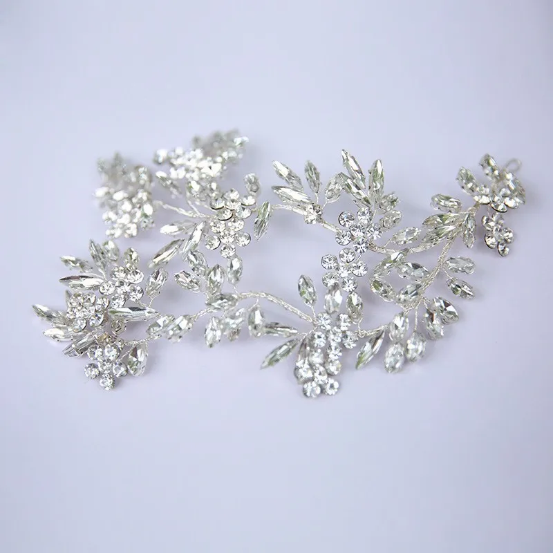 

Jonnafe Fashion Crystal Bridal Hair Accessories Women Headpiece Silver Color Floral Wedding Hair Vine Clip