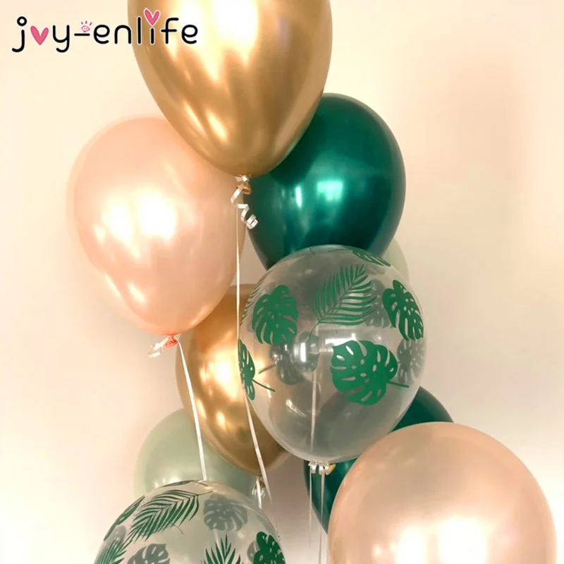5 шт. латексные воздушные шары с тропическим пальмовым листом, воздушные шары с зелеными листами, Летние Гавайские пляжные фламинго, украшения для дня рождения