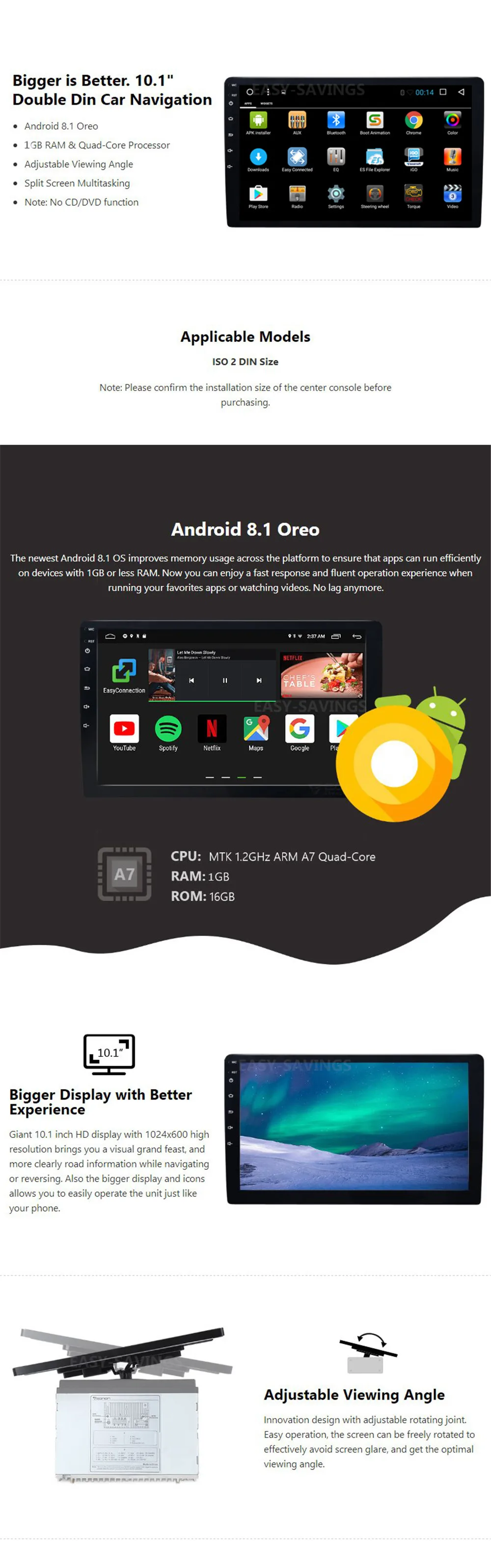 Универсальный 2 Din 10,1 дюймов Автомобильный Радио мультимедийный плеер Android 9,1 2+ 16G 1024*600 автомобильный Стерео Авторадио gps Wifi Bluetooth FM