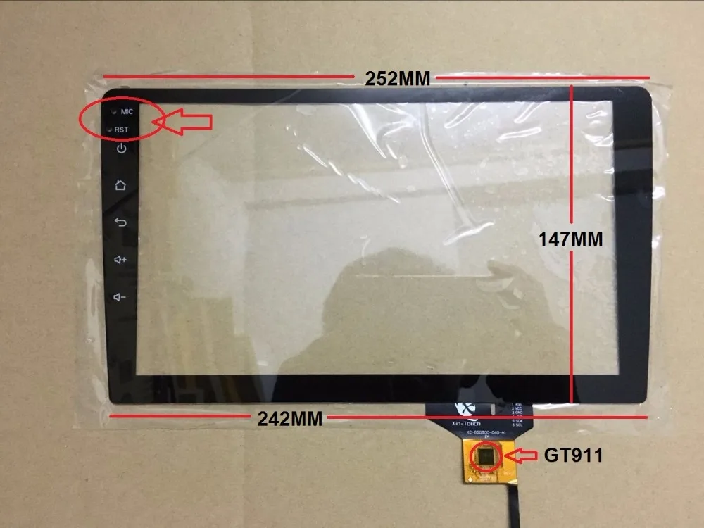 252*147 мм 10,1 дюйма 10,2 дюйма емкостный сенсорный экран IC: GT911 6pin для автомобиля android навигационная сенсорная панель