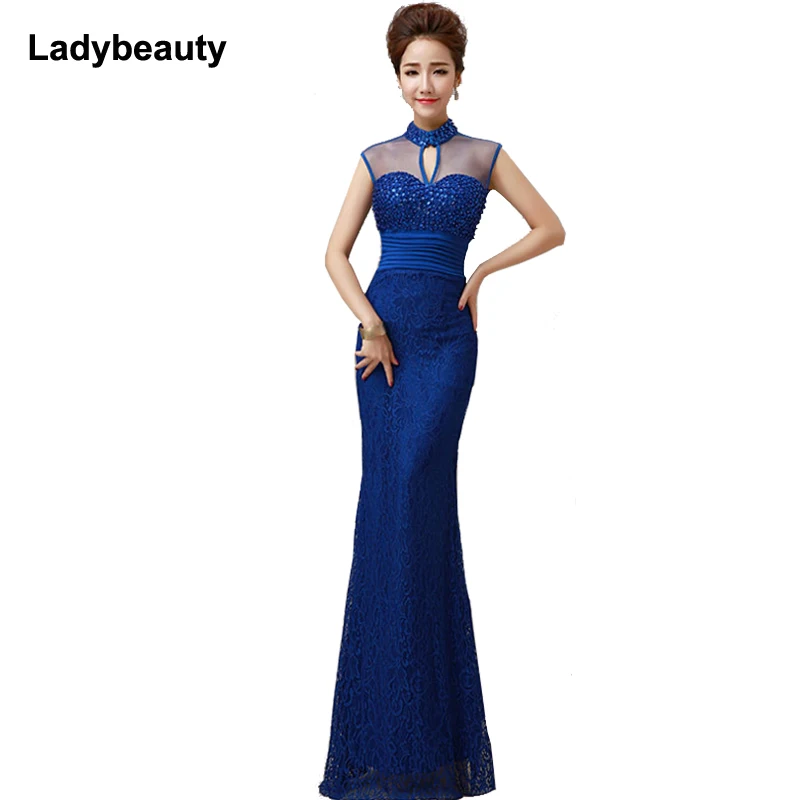

2018 Elegant See Through Red elegant long evening dress mermaid with sequined beaded women eveing gown vestidos de festa longo