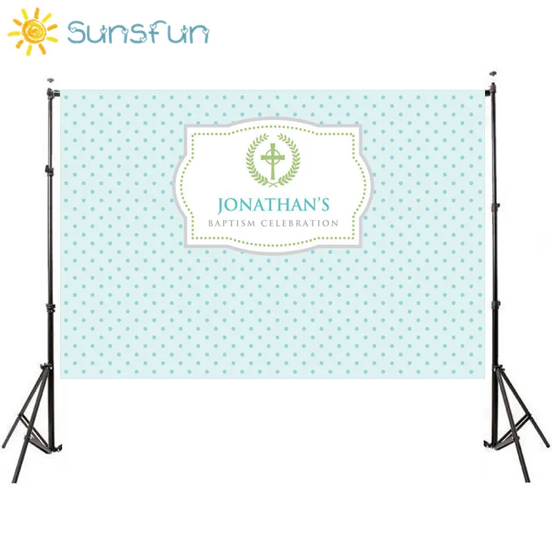

Sunsfun 7x5FT Frame Design Baptism Communion Green Spots Baby New Backdrop Photocall Photo Printed Customize 220cm X 150cm