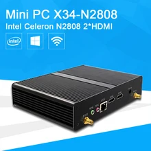 Мини настольных ПК Intel Celeron N2808 dual-ядер офисный компьютер HTPC 2 * HDMI 6 * USB HD Graphics zero Шум Windows 10