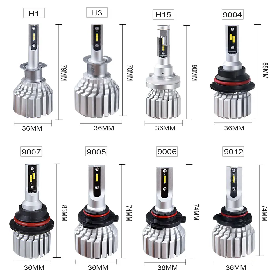 Foxcnsun LED H4 Car Bulbs 6500K Auto H7 LED Headlight Fan-less Head Lamp SUV 50W CSP Chips H11 9005 9006 led H3 H1 Bulbs H15 H8 (12)