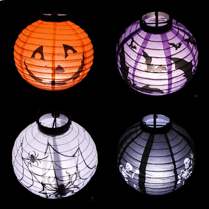 

Pumpkin Spider Bat Skull Bones LED Paper Lantern Booing Halloween Decorations for Home Cosplay Props Festive Party DIY Supplies