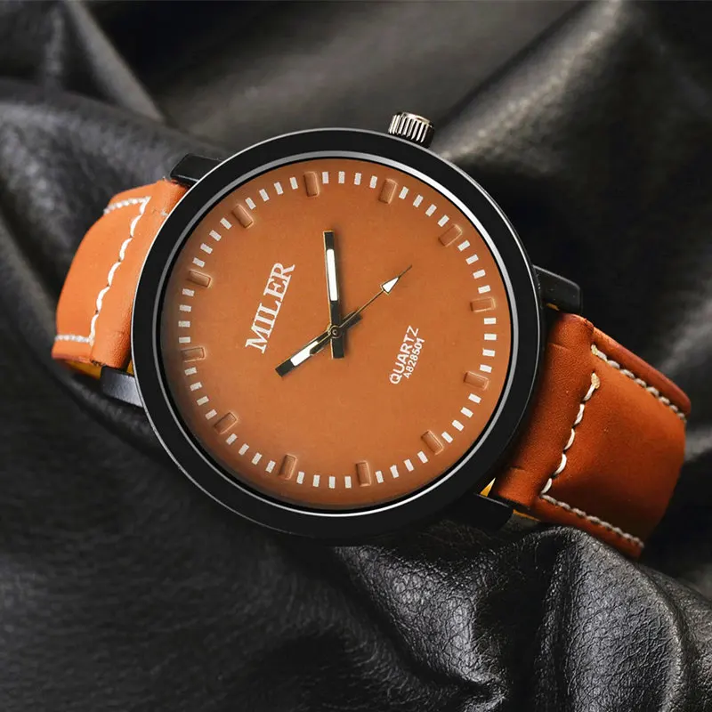 Новые мужские часы Miler из искусственной кожи спортивные военные кварцевые модные