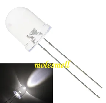 

100pcs 10mm round water clear 25000mcd white LED Lamp -Ultra Bright White LED light diodes