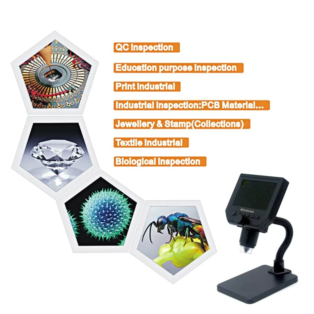 Электронный Цифровые микроскопы Портативный ЖК-дисплей с высоким Яркость 8 светодиодов регулируемый и встроенный литиевый Батарея G600