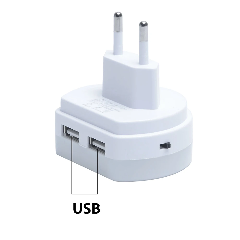 Светодиодный ночник с двумя USB портами управление световым датчиком освещение плагин стены фонарь с зарядным устройством ЕС США розетка