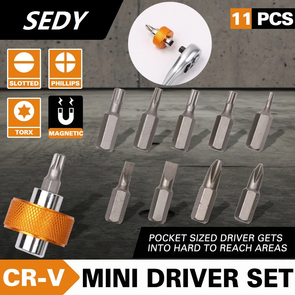 

SEDY 11Pcs Screwdrivers Bit Security Bit Set Torx Flat Head Star Cross 1/4" Hex Shank Screwdriver Head Screwdrivers Head Set