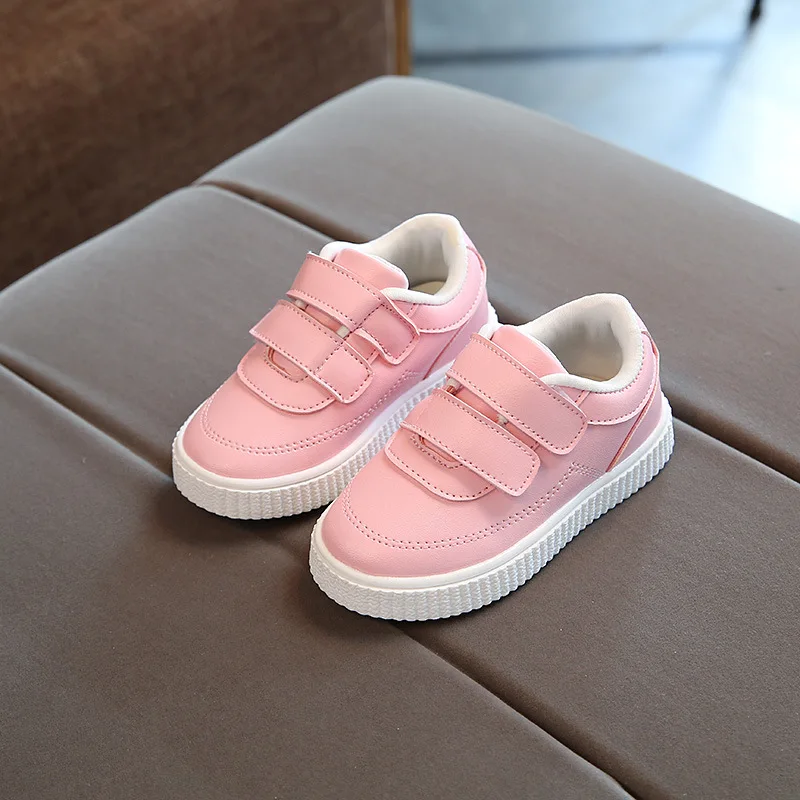 

New 2018 high quality fashion shoes for boys girls Hook*Loop fashion cool cute baby sneakers Perfect pure solid baby shoes
