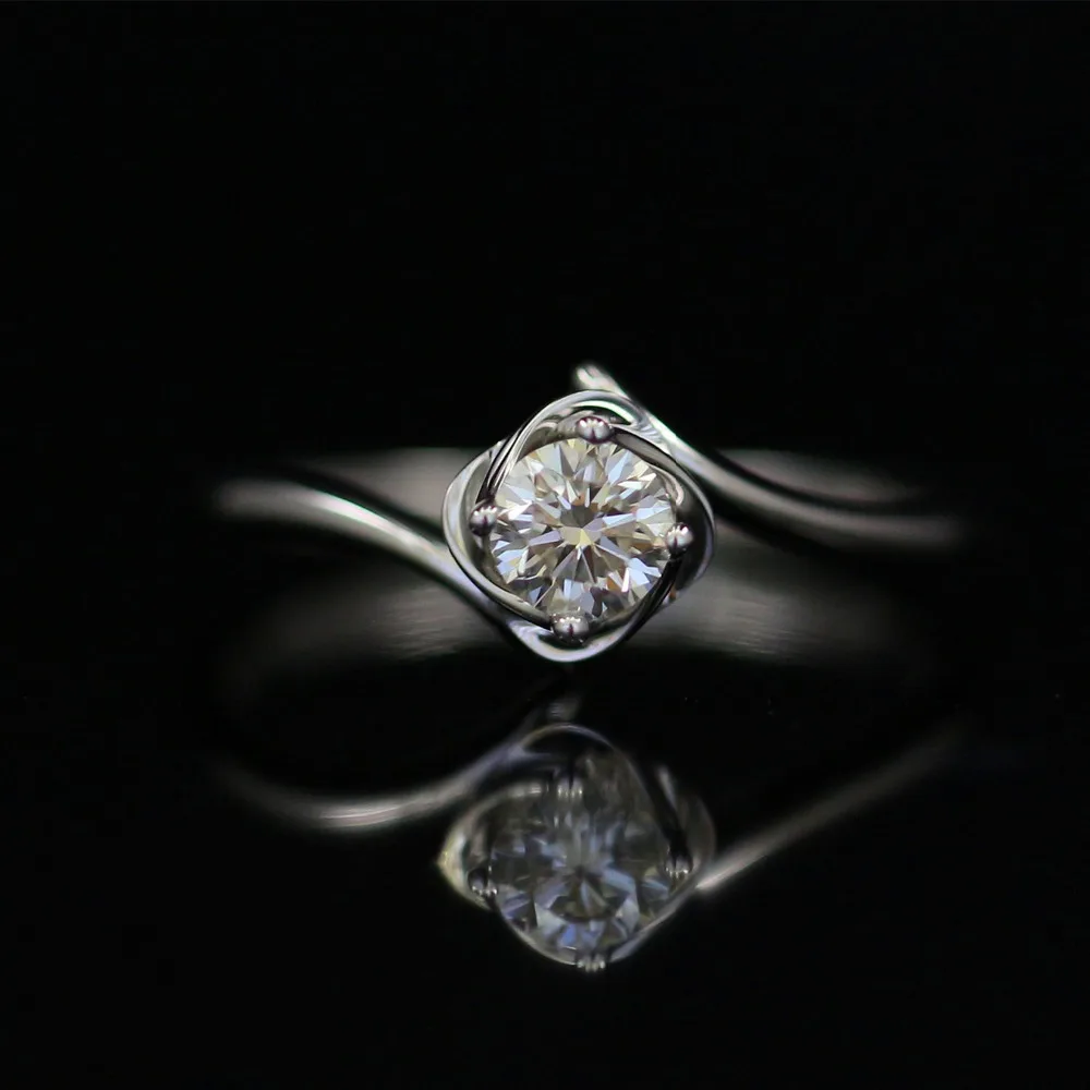 LASAMERO 0.326CT H/SI круглое ограненное современное кольцо с натуральным бриллиантом для женщин подарок 18 к белое золото сертифицированное обручальное кольцо