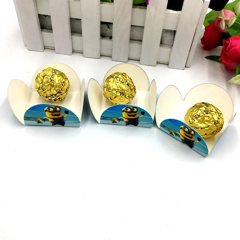 

50pcs/lot Minions birthday party decoration kids party supplies Minions cake wrappers chocolate box orminhas para doces