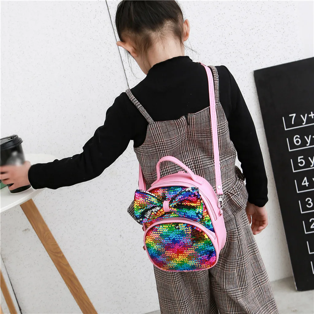 

Fashion Parent-Child Sequin Candy Colors Bow Zipper Travels Backpack Unisex Shoulder Bags Mochila Menina #