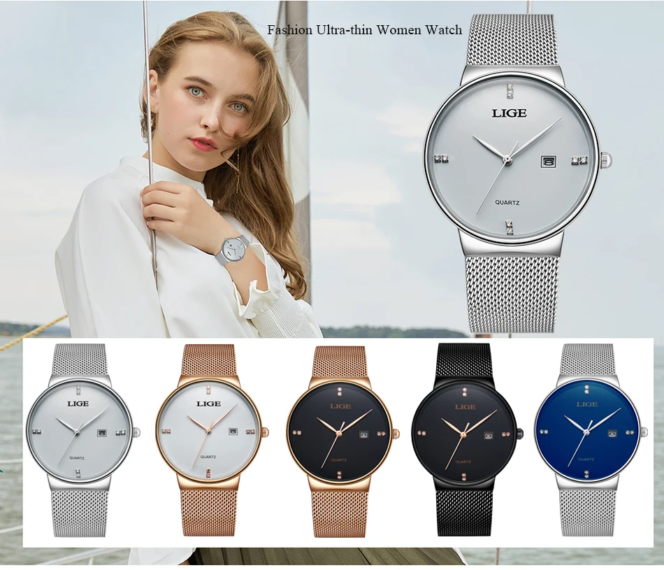2019 LIGE женские часы розовое золото черные женские кварцевые часы повседневные водонепроницаемые простые женские часы женские s наручные