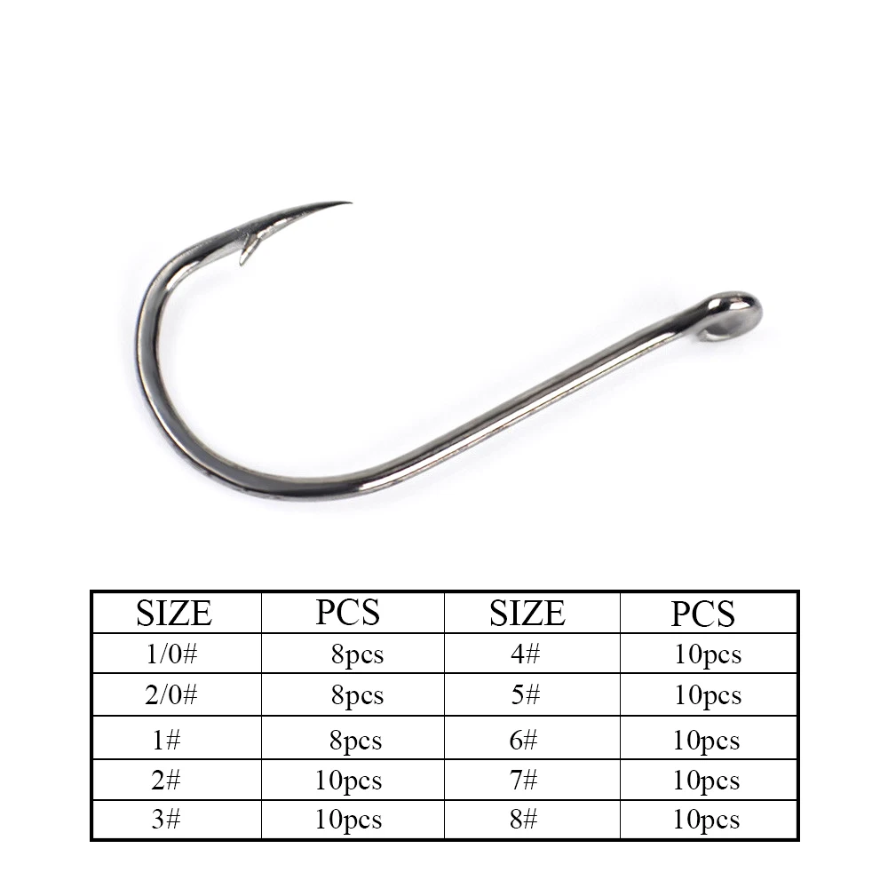 Fishing hooks Circle Carp Eyed Size 2/0#-1/0# 8pcs 1#-8# 10pcs Ring eye Japan Fishhook hooks Fishhook Single Jig Hook Pech