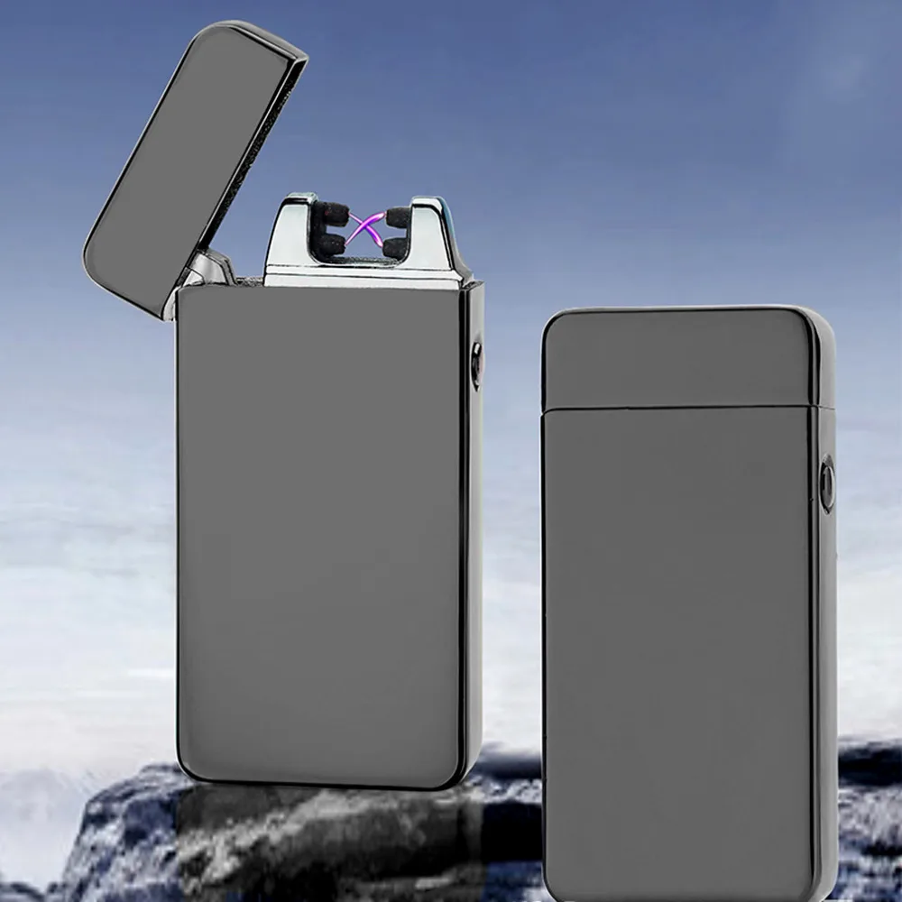 USB Electric Dual Arc Metal Flameless Torch Rechargeable Windproof Lighter No Gas or Fuel Required Cigarette |