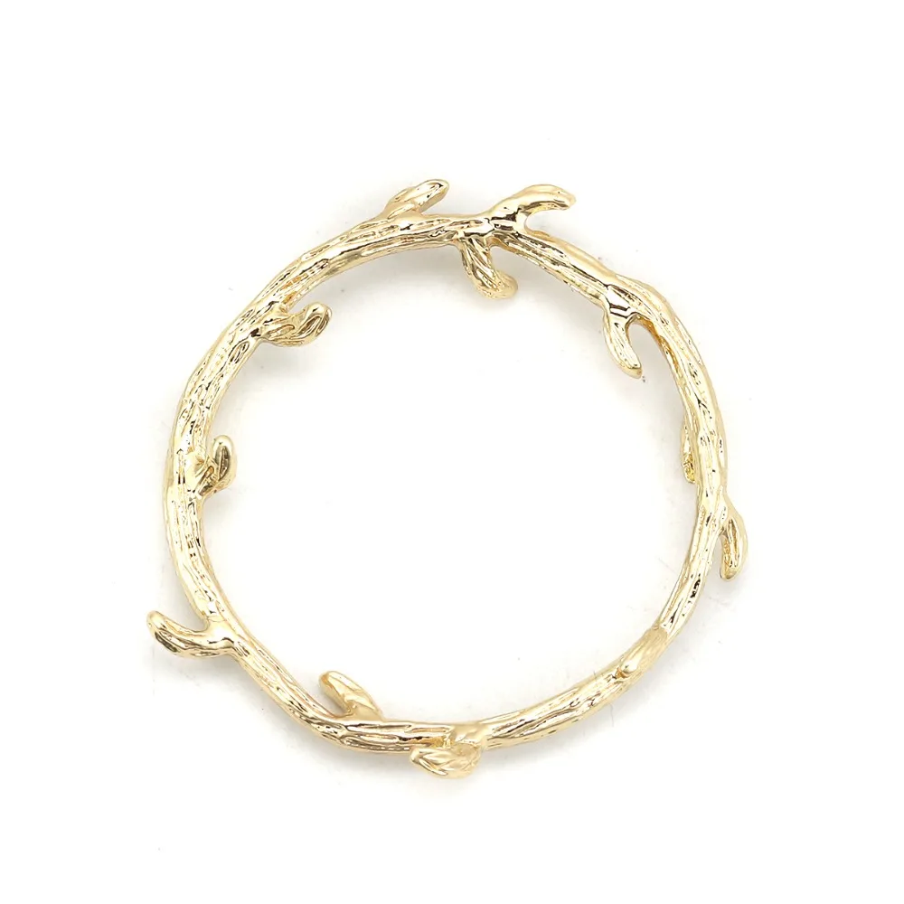 

8Seasons Zinc Based Alloy Connectors Circle Ring Gold Color Branch Style Romantic Jewelry DIY Charms 3.4cm Dia, 10 PCs