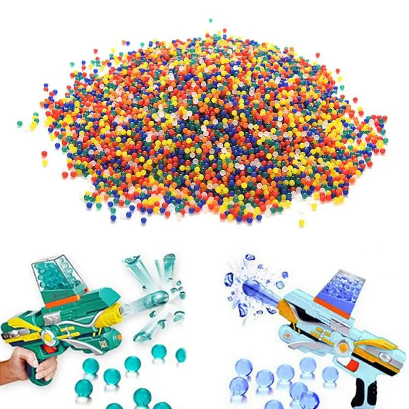 10000 pièces/paquet arc-en-ciel doux Transparent eau Paintball grandir perles d'eau balles jouet pistolet balle décoration de noël