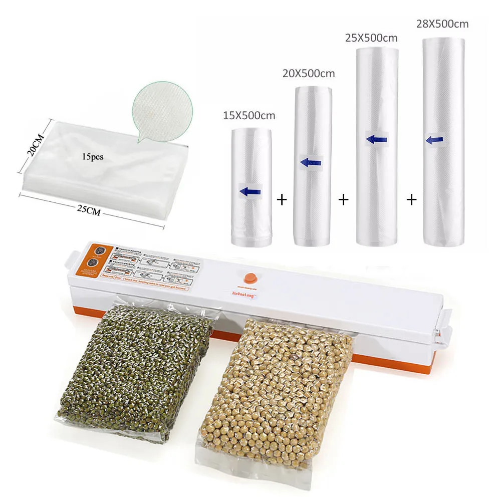 

Food Vacuum Sealer Packaging Machine Electric Film Food with 4 rolls Sealing Wrappers US EU Keep Fresh Vacuum Bags For Food