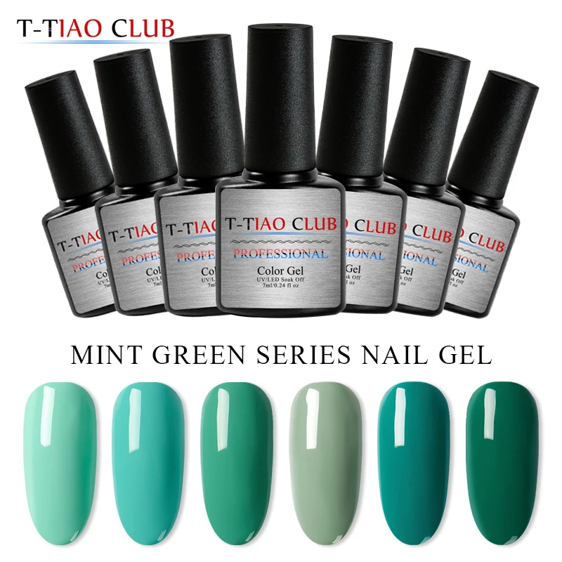 

T-TIAO CLUB 7ml Mint Green Series Nail Gel Polish Gel Primer Soak off Lacquer UV LED Fast Dry Semi Permanent For Nail Art