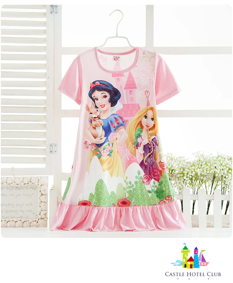 Disney princess summer night dress children pajama children home clothing baby cartoon Frozen Elsa nightgown girl sleepwear robe