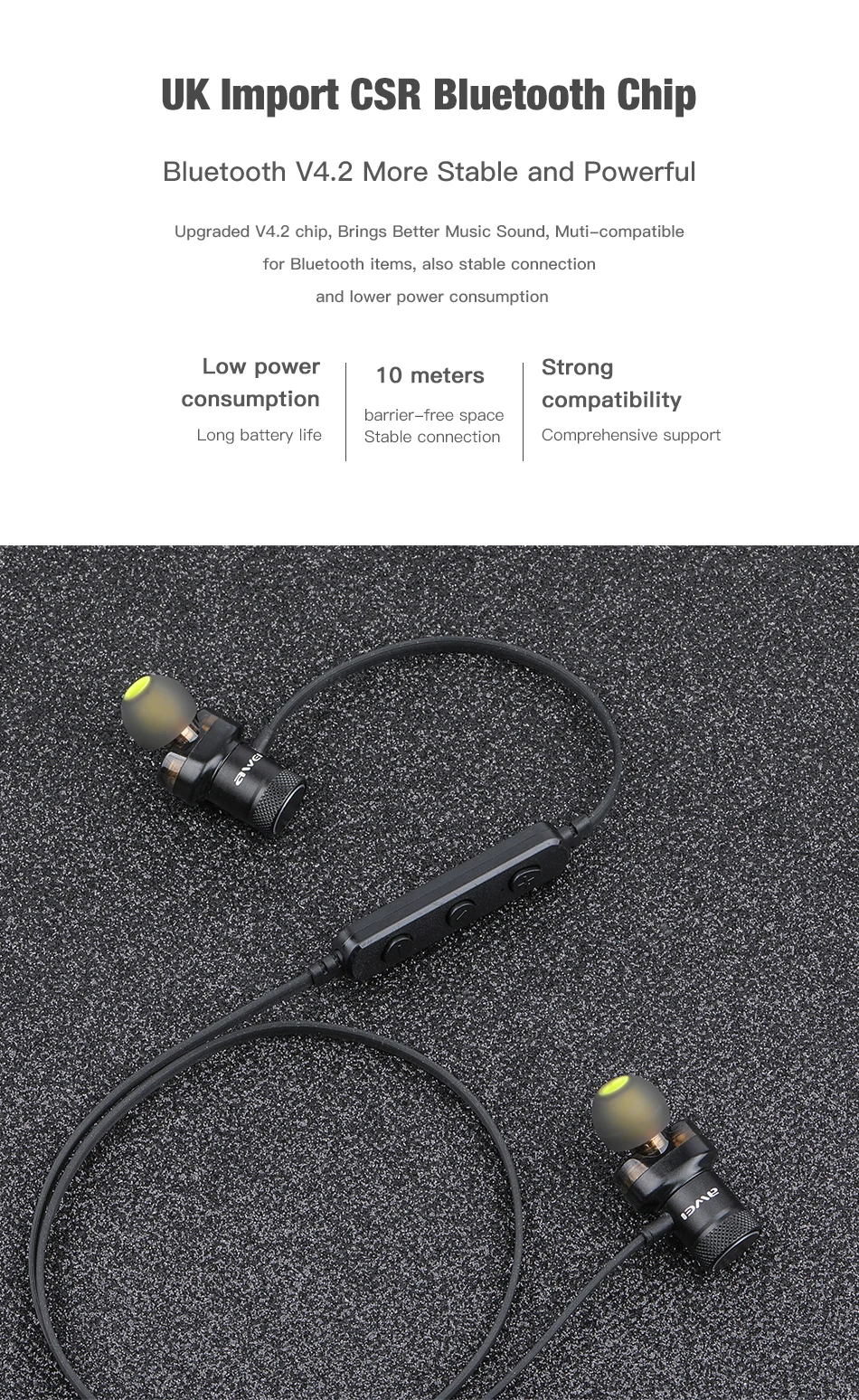 AWEI T13 Bluetooth наушники двойной драйвер Беспроводные Наушники Hi-Fi стерео звук гарнитура наушники с микрофоном Fone de ouvido для телефона
