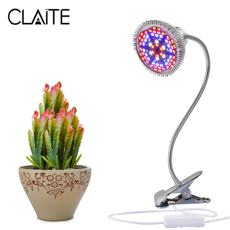 

CLAITE 15W Full Spectrum LED Grow Light 78 LED Flexible Desk Lamp with Clip for Indoor Plant Greenhouse AC 100-240V