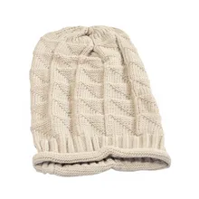 Новая зимняя мешковатая Шерстяная Шапка-бини, теплая вязаная шапка с отворотами для мужчин и женщин DO99