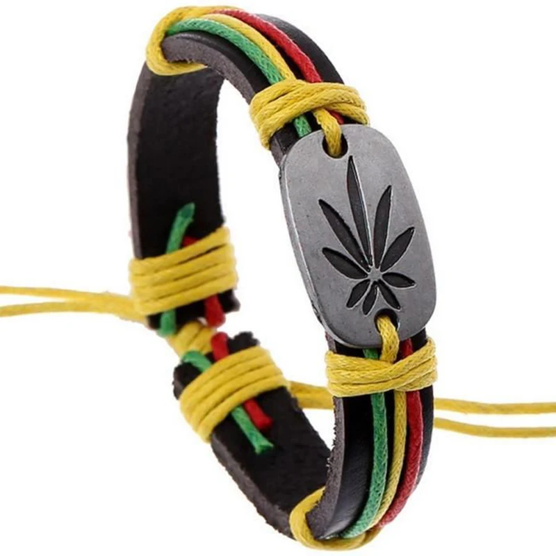 Мужские и женские кожаные браслеты Rasta из Ямайки с регае|Браслеты шармами| |